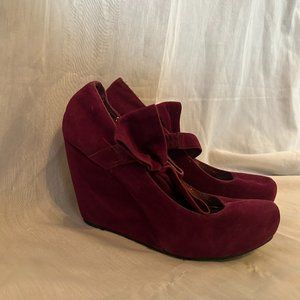 Fushia wedge heel, twee, retro, pinup aesthetic (size 9 1/2)